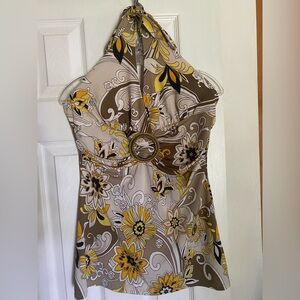 Floral Halter Top with Ring Detail